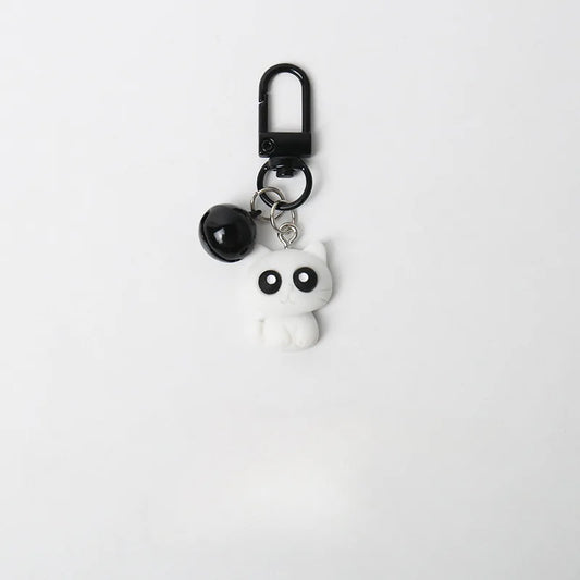 Cute Black White Cat Keychain Pendant Backpack Hangings Ornaments Accessories Gifts