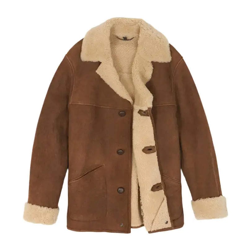 Women’s Light Brown Shearling Leather Coat-1