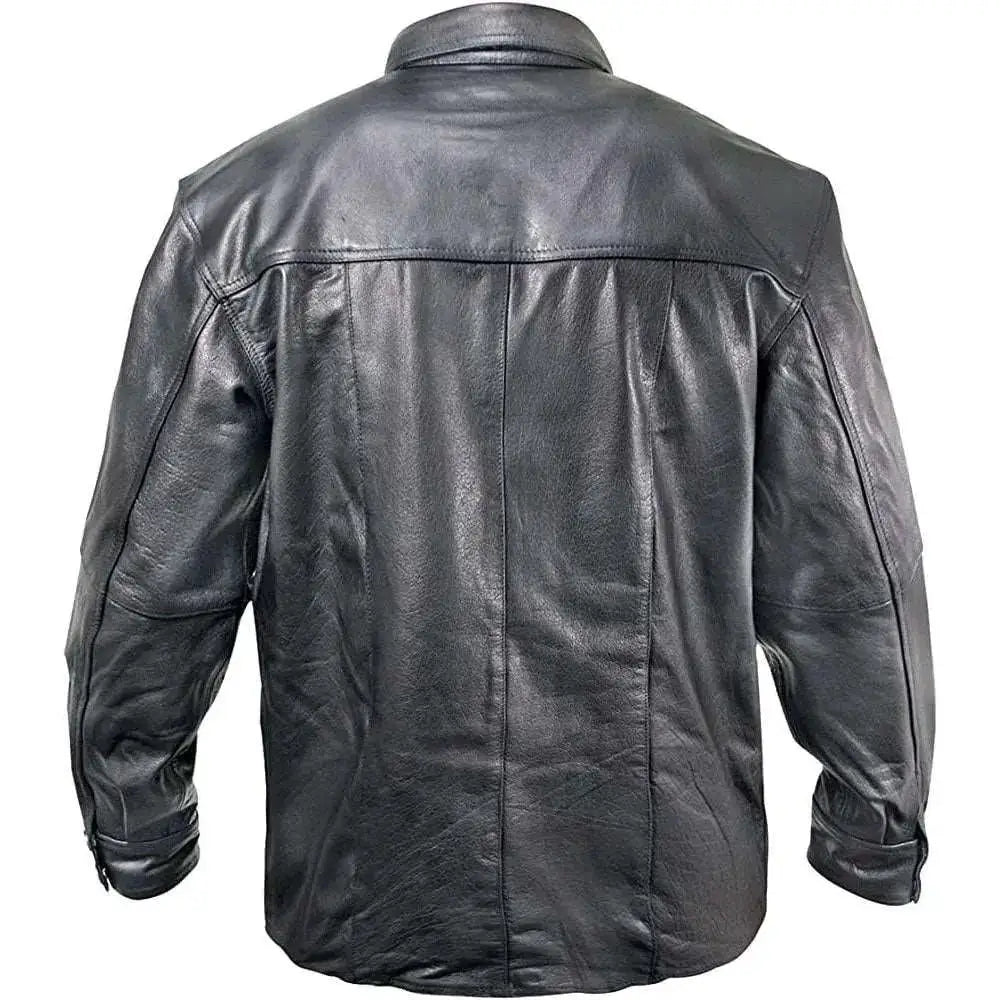Mens Black Genuine Leather Shirt-2
