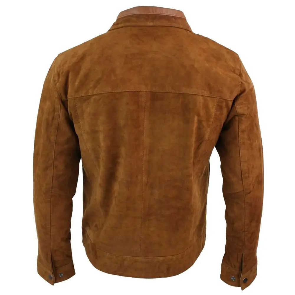 Men's Brown Suede Leather Biker Jacket-1