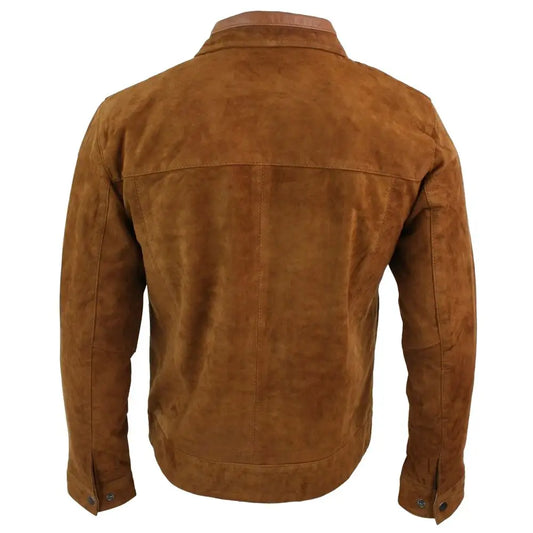 Men's Brown Suede Leather Biker Jacket-1